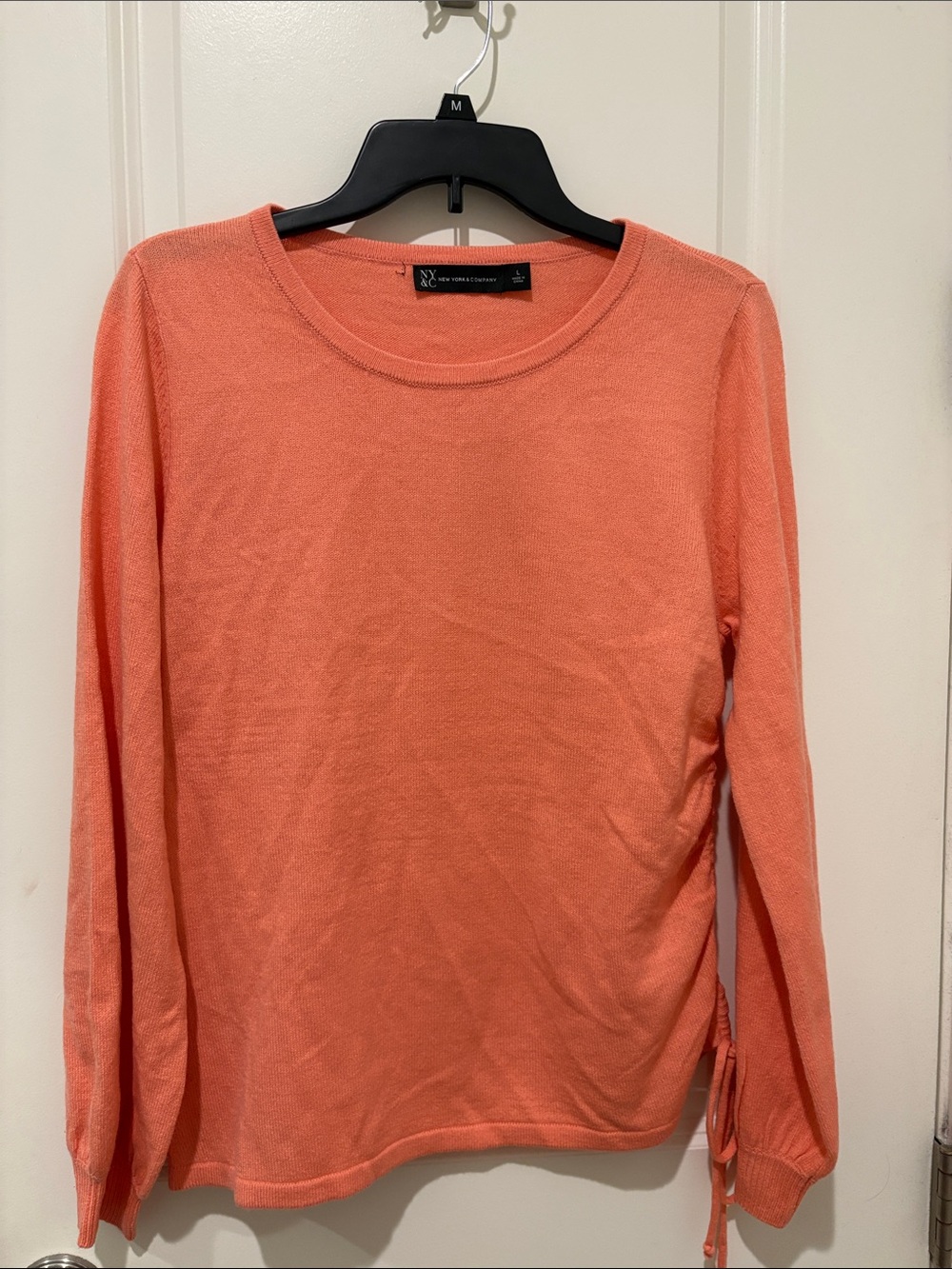 New York & Company Coral Long-Sleeve Tie-Cuff Top